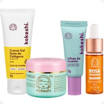 Kit Kokeshi:Creme Gel Gotas de Colágeno, Creme Hidratante Olhos De Gueixa 15g, Creme Facial Pele de Porcelana 30g e Rosa Mosqueta 20ml Kit Kokeshi:Creme Gel Gotas de Colágeno, Creme Hidratante Olhos De Gueixa 15g, Creme Facial Pele de Porcelana 30g e Rosa Mosqueta 20ml