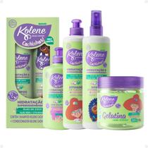 Kit Kolene Cachinhos: Shampoo 300ml, Condicionador 200ml, Creme para Pentear, Ativador de Cachos, Spray Desembaraçante e Gelatina