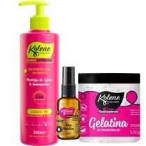 Kit Kolene Danos Extremos Reconstrução Nutritiva Leave-in + Gelatina + Óleo