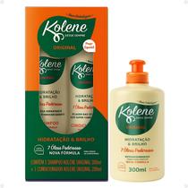 Kit Kolene Original Hidratação e Brilho: Shampoo 300ml e Condicionador 200ml + Creme para Pentear 300ml