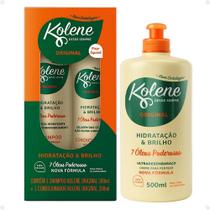 Kit Kolene Original Hidratação e Brilho: Shampoo 300ml e Condicionador 200ml + Creme para Pentear 500ml