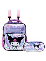 Kit Kuromi Hello Kitty Lancheira Térmica + Estojo Duplo Luxo