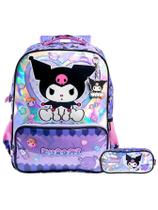 Kit Kuromi Hello Kitty Mochila Costa + Estojo Duplo Original