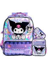Kit Kuromi Hello Kitty Mochila Costas + Lancheira + Estojo Kit Kuromi Hello Kitty Mochila Costas + Lancheira + Estojo