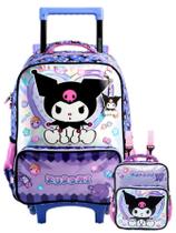 Kit Kuromi Hello Kitty Mochila Rodas + Lancheira Holografica