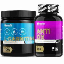 Kit L-Carnitina 200g + Anti-Ox Antioxidante 120 Caps Growth - Growth Supplements