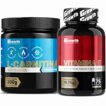 Kit L-Carnitina em Pó 200g + Vitamina E 75 Caps Growth