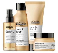 Kit L'oréal Absolut Gold Quinoa Completo c/ 4 produtos (Shampoo 300ml + Condicionador 200ml + Máscara 250g + Óleo 10 in 1 90ml