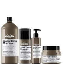 Kit L'Oréal Absolut Repair Molecular Shampoo 1,5L Máscara 500ml Leave-in 100ml Sérum 250ml Kit L'Oréal Absolut Repair Molecular Shampoo 1,5L Máscara 500ml Leave-in 100ml Sérum 250ml