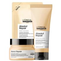 Kit L'Oréal Absolut Repair Refil Sh 240ml + Condicionador 200ml + Máscara 250g