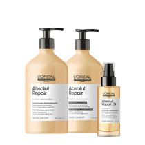 Kit L'Oréal Professionnel Absolut Repair Gold Quinoa Protein Shampoo Condicionador e Óleo (3 produtos)