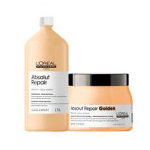 Kit L'Oréal Professionnel Absolut Repair Gold Quinoa Shampoo 1500ml+ Máscara 500g Lightweight