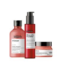 Kit L'Oréal Professionnel Inforcer Serie Expert Shampoo Máscara e Blow Dry Fluidifier Leave-In (3 produtos)