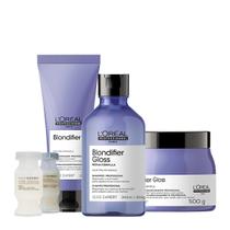Kit L'Oréal Professionnel Serie Expert Blondifier Gloss Shampoo Condicionador Máscara G e Ampolas (5 produtos)