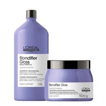 Kit L'Oréal Professionnel Serie Expert Blondifier - Shampoo 1,5L + Máscara Capilar Gloss 500g