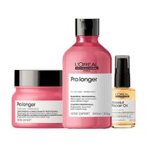 Kit L'oréal Professionnel Serie Expert Pro Longer - Shampoo 300ml + Máscara Capilar 250g +Óleo Capilar Absolut Repair 10 In 1 30ml
