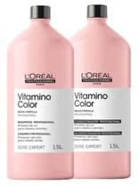 Kit l'oreal vitamino color resveratrol shampoo e condicionador 1500 ml, proteção para cabelos coloridos.