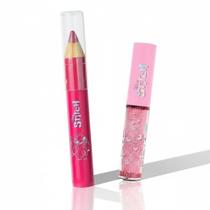 Kit Labial Gloss Glitter + Lápis Batom Rosa - Stitch Disney