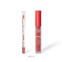 Kit labial lápis e batom cherry love city girls cor 4