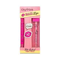 Kit Labial Lápis + Gloss Maxi Lips (Cor 01) - CITY GIRLS