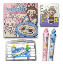 Kit Labubu Bobbie Good Canetinhas 24 Cores Caneta 10 Cores