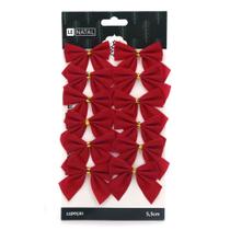Kit Laço de Natal Vermelho Liso 12 Unidades 5,5cm Kit Laço de Natal Vermelho Liso 12 Unidades 5,5cm