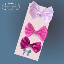 kit Laço Decorativo de Cabelo Com 3 unidades: Rosa Bebê, Rosa Chiclete, Pink kit Laço Decorativo de Cabelo Com 3 unidades: Rosa Bebê, Rosa Chiclete, Pink