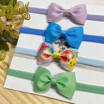 Kit Laço Gravatinha Combo 4 Unidade Meia de Seda 0 a 2 anos