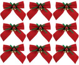 Kit Laço Vermelho Decorado Natal 11x11cm 9 Peças - Magizi