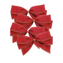 Kit Laços Natal Veludo Vermelho Dourado 25cm - 4 Unidades Kit Laços Natal Veludo Vermelho Dourado 25cm - 4 Unidades