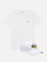 Kit Lacoste Masculino Camiseta Pima Cotton e Boné Gabardine Big Croco Branca