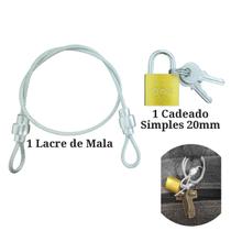 Kit Lacre de Aço + Cadeado Segurança Trava Ziper Malas e Bagagens Bike