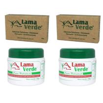 Kit Lama Verde 4 Itens 2 Cremes Para Rosto + 2 Sabonetes