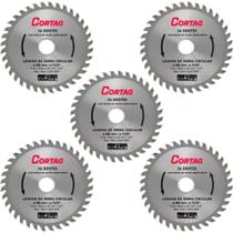 Kit Lâmina de Serra Circular para Madeira com 24 / 36 Dentes Cortag com 5un Kit Lâmina de Serra Circular para Madeira com 24 / 36 Dentes Cortag com 5un