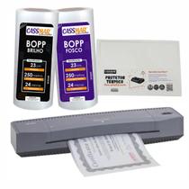 Kit Laminadora Aurora A3 + 02 BOPP A4 Brilho e Fosco 110V