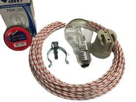 Kit Lampada 120w, Fio (4m) Soquete, Suporte P/ Churrasqueira