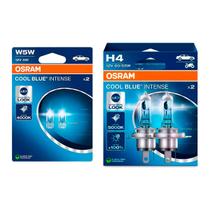 Kit Lampada Automotiva Super Branca Original Osram Farol Alto Baixo H4 e Par T10 Pingão