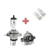 Kit lampada farol 2 h4 2 t10 universal