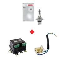 Kit Lampada H4 100/90W 12V + Rele Duplo 40A + Soquete 3Vias