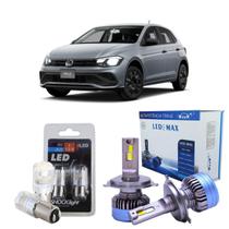 Kit lampada led farol vw polo track 2024 2025 15000 lumens com diurna e lanterna