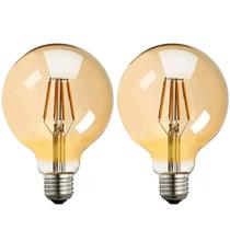 Kit Lâmpada Led Filamento G80 4w E27 2200k Cor Da Luz Ambar 127/220V Bivolts Galaxy