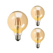 Kit Lâmpada Led Filamento G80 4w E27 2200k Cor Da Luz Ambar 127/220V Bivolts Galaxy