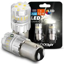 Kit Lâmpada Led Titanium 2 Polos 1157 12v Branco Luz Ré Teto