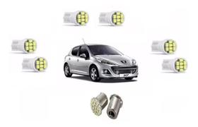 Kit Lampada Leds Peugeot 207 8500K Teto Placa Ré Pingo T10