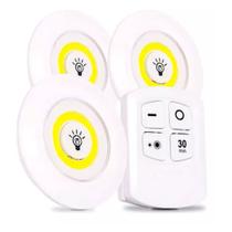 Kit Lâmpada Luminária Adesivo Sem Fio Controle Remoto 3 Led Kit Lâmpada Luminária Adesivo Sem Fio Controle Remoto 3 Led