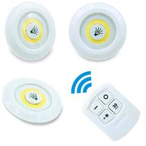 Kit Lampada Luminaria Adesivo Sem Fio Controle Remoto 3 Led Cor Branco