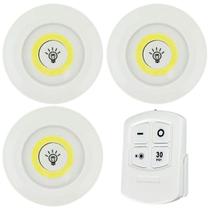 Kit Lampada Luminaria Adesivo Sem Fio Controle Remoto 3 Led Cor Branco