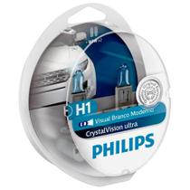 Kit Lâmpada Philips Crystal Vision Ultra 55W 12v H1 P14,5s Farol