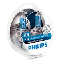Kit Lampada Philips Crystal Vision Ultra 60/55W H4 P43t-38 Farol