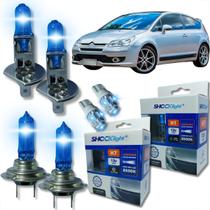 Kit lâmpada shocklight super branca farol alto baixo e lanterna h1 h7 t10 duplo foco 55w 12v 8500k